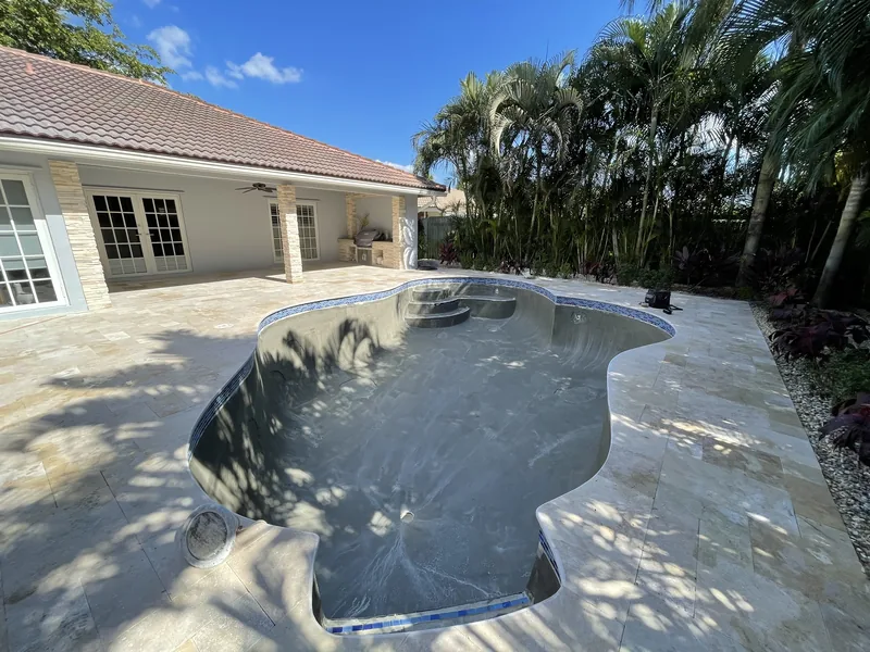 Shell prepared for the new finish with new coping and deck in place